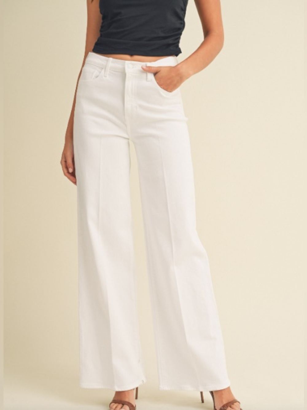 Brand new Just Black White Wide Leg Palazzo Denim Pants size 31